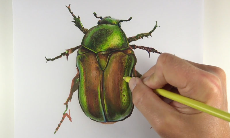 Creating depth with colored pencils
