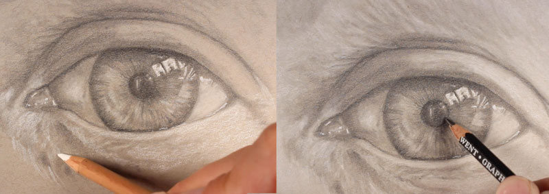 Drawing the texture of the skin around the eye