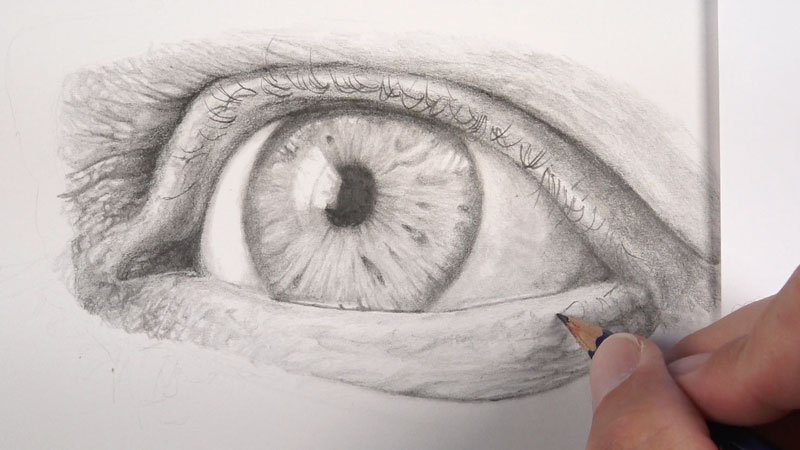 How to draw an eye - step five - Drawing eyelashes