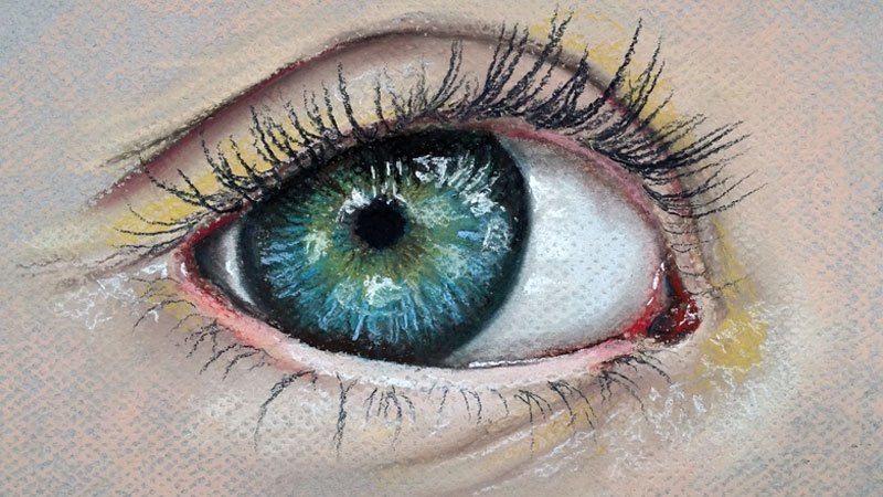 How to draw an eye with pastels