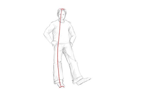 How to draw a person standing head to feet