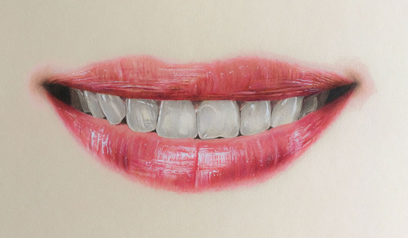How to draw lips with colored pencils