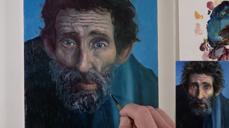 Oil portrait - painting the beard