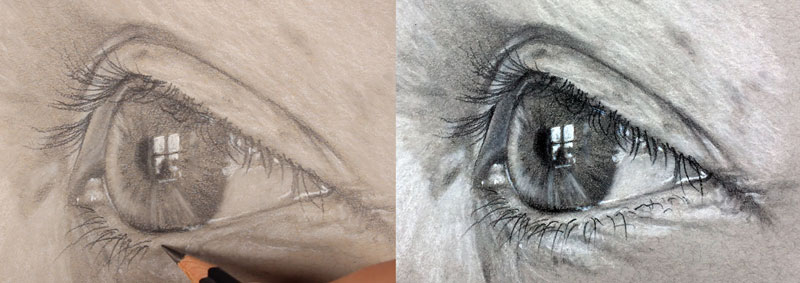 Realistic drawing of an eye - side view
