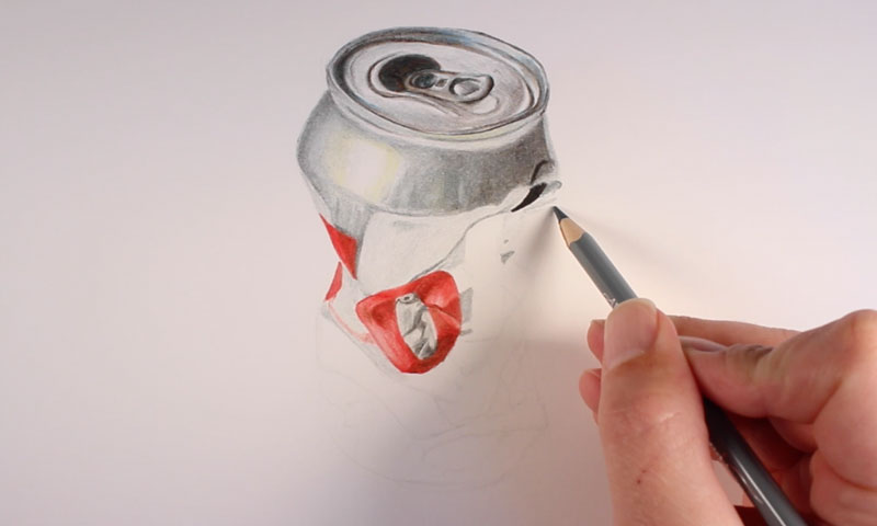 Realistic colored pencil drawing step 2